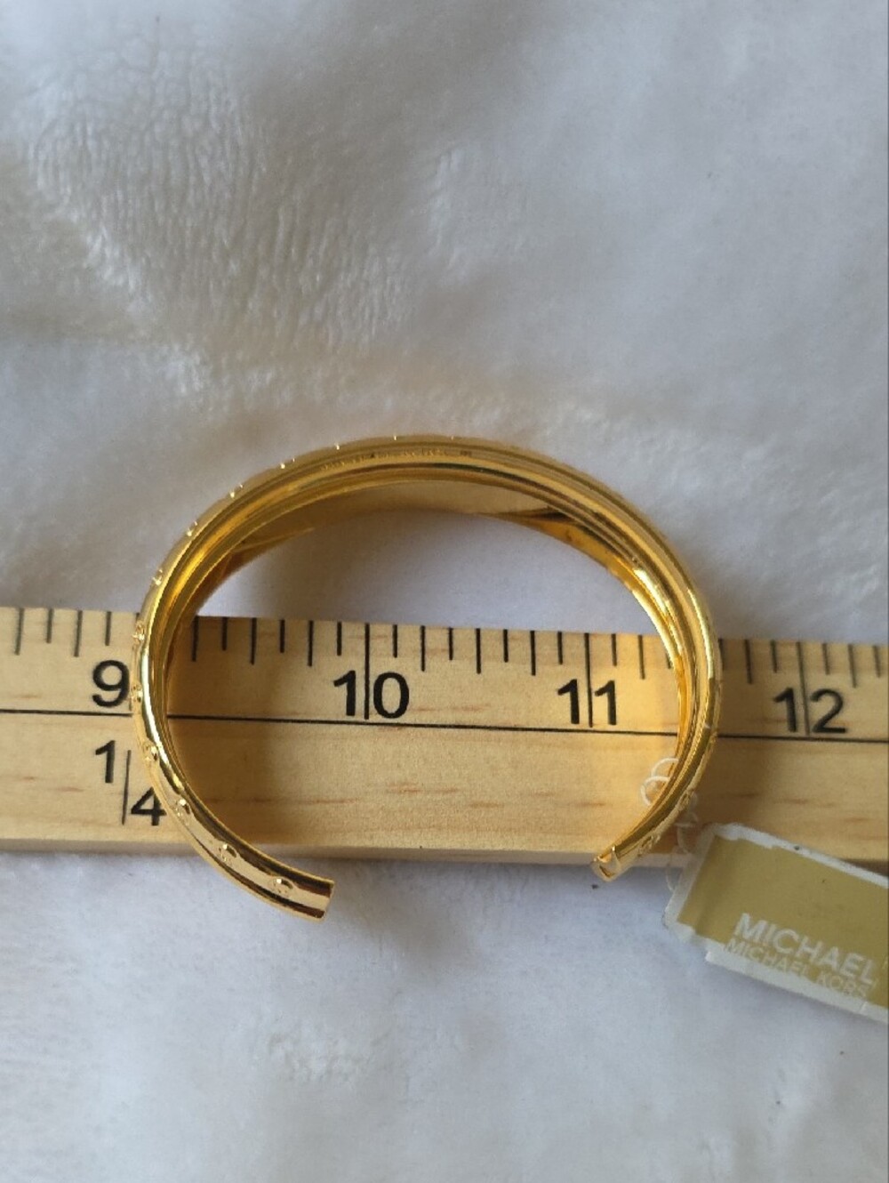 Michael Kors Shiny Gold Double-Row Logo Cuff Bracelet - Picture 8 of 8